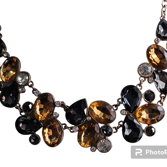 Alfani Gold Tone Crystal Collar Style Statement Necklace, Vintage - Picture 3 of 8